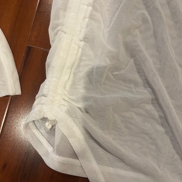 NFL Couture Sheer White Long Sleeve Top Mesh Athletic Festival New NWT Medium - Picture 4 of 7